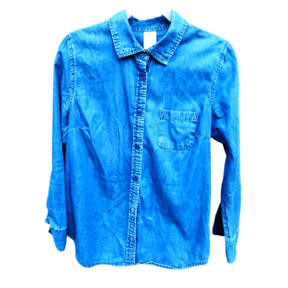 Vintage Y2K Denim Button Down Shirt Size Womens S Faded Glory